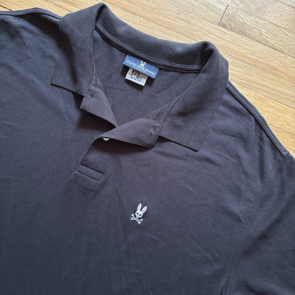 Psycho Bunny‎ Classic Pique Polo Men's 2 XLT Black Pima Cotton Short Sleeve Logo